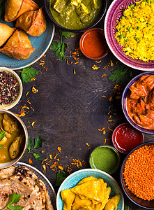 各种印度食品乡村横幅博客午餐街道盘子面包异国油炸服务图片