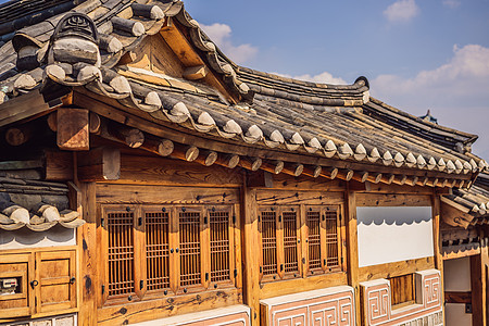 北村韩屋村村是韩国传统房屋的著名保留地之一 被保存起来村庄建筑学游客寺庙旅行女性建筑旅游历史吸引力背景