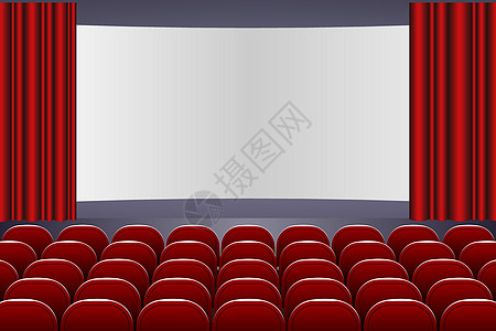 带有一排红色座椅的剧院礼堂和幕布的舞台大灯房间天鹅绒推介会座位展示聚光灯窗帘场景民众图片