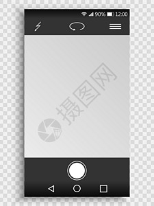 带相机界面的智能手机屏幕 显示照片玩家电话用户摄像机记录展示插图反射框架图片
