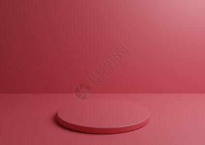 用于产品广告和营销的单色讲台 粉红色3D小工作室构成 有几何形状和圆台图片