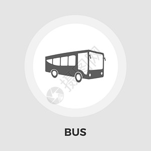 Bus 平面图标旅游旅行车辆黑色运输插图背景图片
