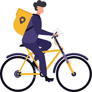 送货服务 骑自行车的护身符 白色背景的隔离带 平面矢量说明图片