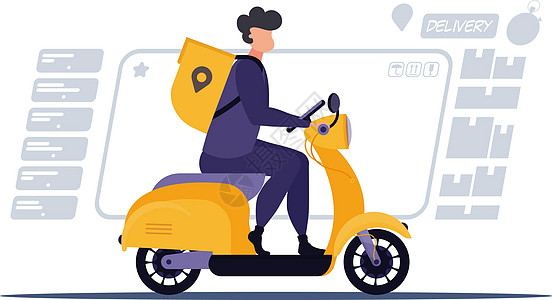 一个骑脚踏车的男人 送货概念 适合演示 网站和应用程序 矢量图片