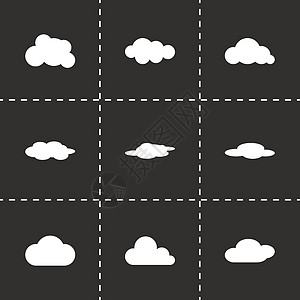 矢量黑云图标集互联网技术网络天气收藏托管插图白色蓝色图片