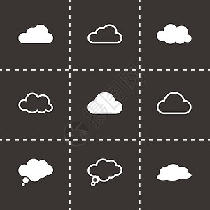矢量黑云图标集插图气候托管白色云景互联网艺术技术蓝色天空图片