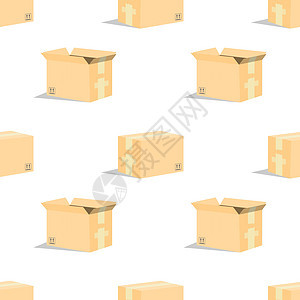 白色背景矢量设计元素集上的等距矢量纸板棕色盒子 每股收益图片