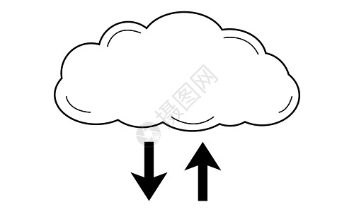 云文件存储的手绘抽象图像 用于存储和传输数据的服务器 涂鸦风格 向量图片