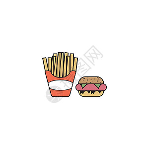 汉堡图标标识牛肉包子薯条食物插图餐厅徽章沙拉导航图片