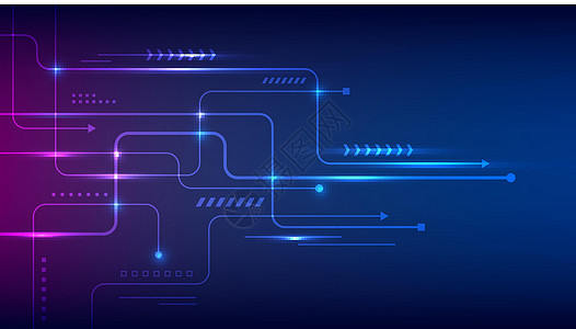 蓝色背景下具有节点和几何元素照明效果的抽象技术连接数据概念电路板木板工程科学商业电路活力处理器电子作品电气图片