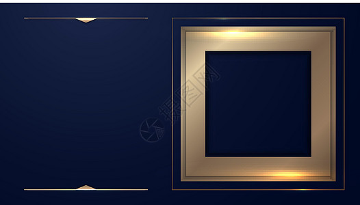 蓝色背景的优雅金色方形框架 带有文本奢华风格空间的文字版面图片