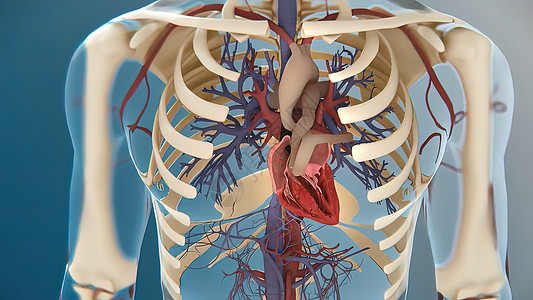 显示器上的人类心脏 现实的解剖3D型人体心脏模型心脏病发烧疼痛男人中庭解剖学病人阀门动脉起搏器图片