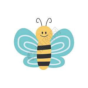 白色背景的黄蜜蜂和黑蜜蜂动画设计精美蜂巢蜂窝吉祥物昆虫天线快乐动物艺术涂鸦插图图片