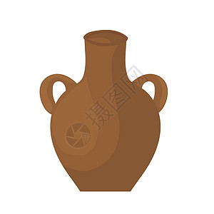 古代罐子 - 褐氨磷 矢量图示标志 白色上的图标图片