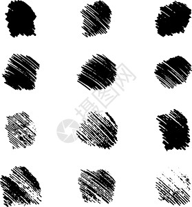 一组矢量黑刺 收集黑手画笔的粉笔和钉子 注调色板样本痕迹阴影手绘装饰插图笔触收藏风格图片