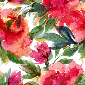 粉红小豆色植物水彩色无缝图案包装纸季节性艺术粉色插图印花布棉布香水牡丹印花图片