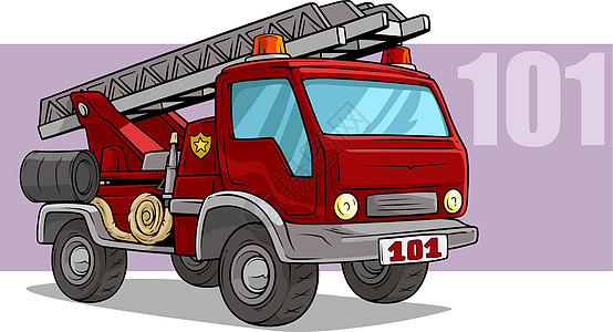 卡通紧急救护消防车的急救车帮助卡通片绘画运输玩具插图软管英雄柴油机单元图片