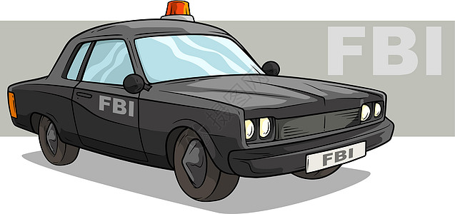 装有红色闪光灯的卡通黑色联邦调查局警车图片