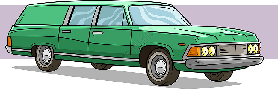 Cartoon 绿色长追溯式汽车矢量图标图片