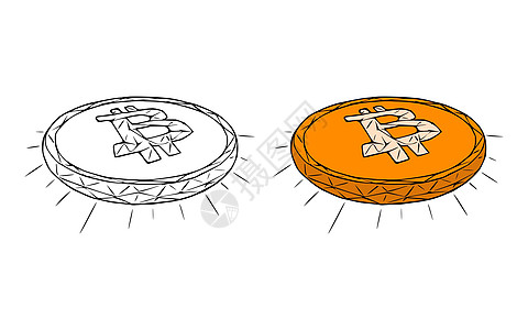 Bittcoin 硬币涂面图标 在白背景上孤立金融黑色商业涂鸦矿业字形交换投资货币金子图片