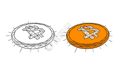 Bittcoin 硬币涂面图标 在白背景上孤立金融电子贸易现金矿业交换金子涂鸦市场插图图片
