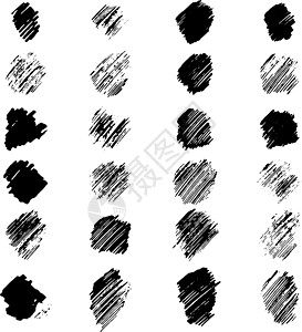 一组矢量黑刺 收集黑手画笔的粉笔和钉子 注艺术品装饰印迹调色板染料艺术铅笔样本笔触阴影图片