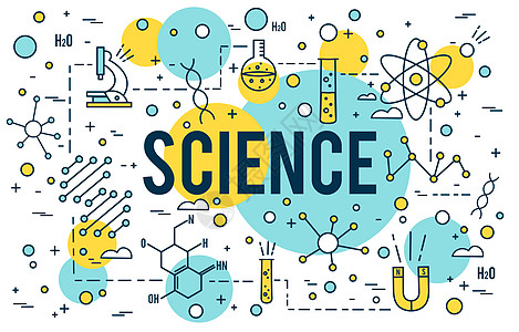 科学背景 研究大纲图标 生物技术和医学元素 线性 dna 概念 STEM 线设计网站横幅图片