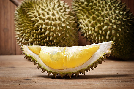 泰国的水果荆棘气味热带背景异国榴莲情调美食木板食物图片