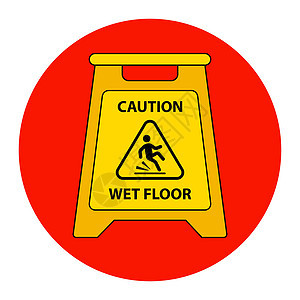 黄色信息板要小心滑地地板 洗学校的地板安全塑料三角形事故插图冒险危险木板平衡地面图片