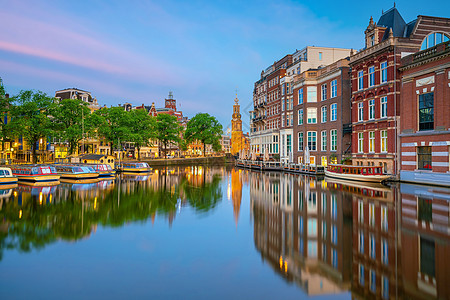 荷兰市中心阿姆斯特丹市中心天线城市风景场景历史性市中心反射景观地标旅游首都建筑学建筑图片