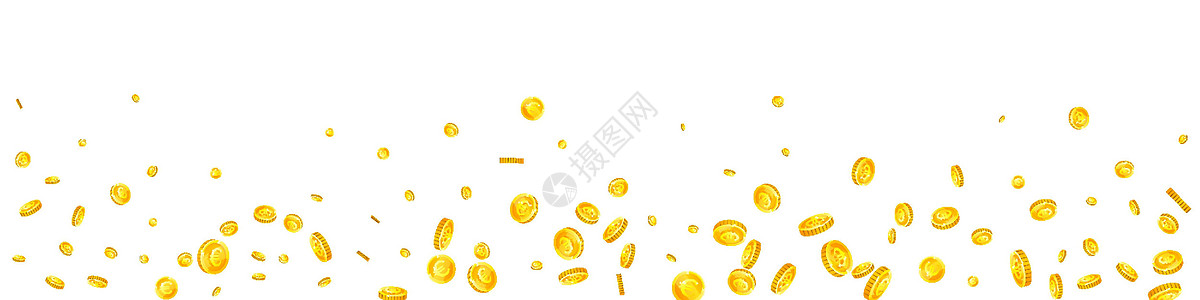 欧盟欧元硬币下降 迷人的零散欧元硬币 欧洲的钱 令人印象深刻的头奖 财富或成功的概念 矢量图图片