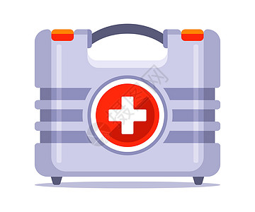 汽车内储存的强制性急救箱 一个装有药品的塑料集装箱护理人员医院救援事故疼痛医生车辆手提箱公文包帮助图片