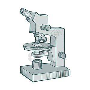 显微镜卡通单色等距设计 实验室和科学 研究和显微镜分离 生物显微镜 实验室设备 科学教育仪器矢量图图片