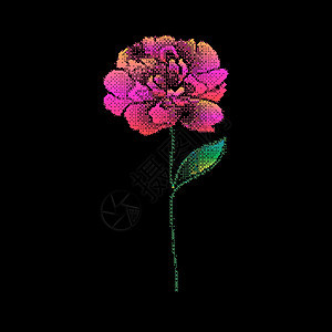 具有位图效果的小小花打印损害黑色游戏艺术粮食失真毛刺植物抖动背景图片