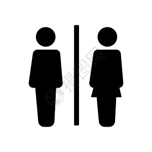 男女卫生间标志 男人和女人图标黑矢量图片