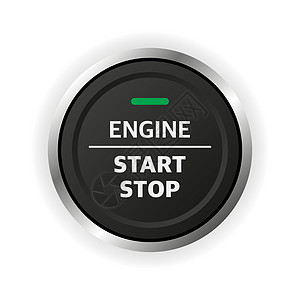 一键启动按钮引擎启动停止按钮 汽车仪表板元素插画
