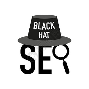 网络SEO黑帽子搜索引擎优化 矢量插图图片