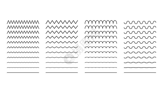 不同薄线波的集合 矢量插图高清图片
