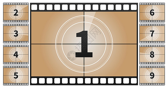 典型的电影倒计时框架 在数字上 矢量插图墙纸灰阶视频投影仪大厅数数运动剧院电视推介会图片
