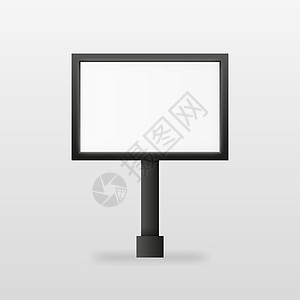 白色背景上的黑色广告公告牌屏幕 现实对象 矢量插图电脑街道店铺促销零售海报框架招牌广告牌木板图片