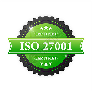 ISO 27001绿色橡胶印章认证 白底带绿色橡胶 现实物体 矢量图示图片