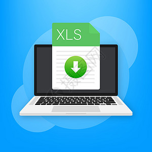 XLS 文件图标 电子表格文档类型 现代平面设计图形插图 矢量 XLS 图标标签办公室格式网站出口床单网络交换界面日程图片