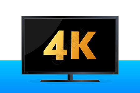 视频4k 超长 2k 夸德 1080整齐和720千分维监视器质量标签金子四驱徽章屏幕电影广播展示图片