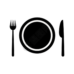叉子和刀子圆形图标标志 简单的平面形状标志 餐厅咖啡厅厨房晚餐地方菜单符号 矢量插图图像 孤立在白色背景上图片
