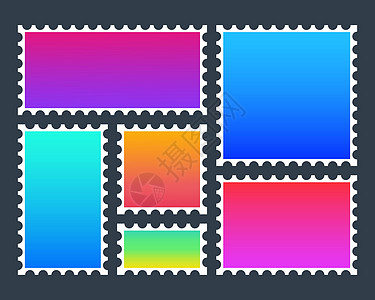 现代彩色邮票 任何用途的伟大设计 矢量图标图片