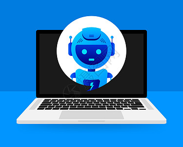 Chatbot 图标概念 聊天bot或Shadbot 网站或移动应用程序的机器人虚拟协助 矢量插图技术界面短信网络智力信使演讲顾图片