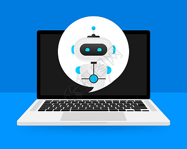 Chatbot 图标概念 聊天bot或Shadbot 网站或移动应用程序的机器人虚拟协助 矢量插图互联网讲话气泡演讲社会网络用户图片