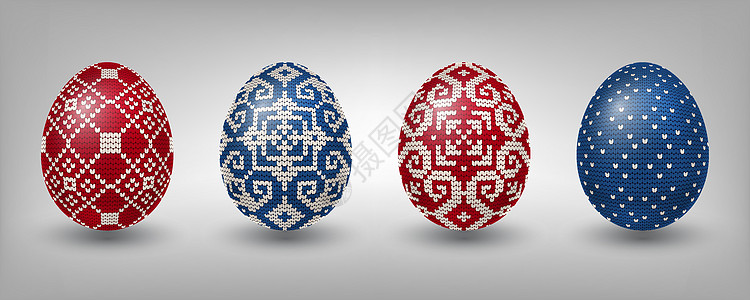红蛋和有编织模式的蓝椒蛋图片
