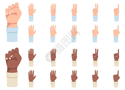 手指数 一组手 从1到5个矢量插图的手指数图片
