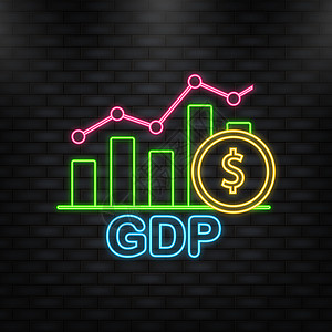 箭射线图标 GDP - 国内生产总值缩略语 商业矢量图标 商业概念图片